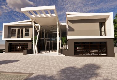 Rendered exterior elevation for 361 Eco Estate